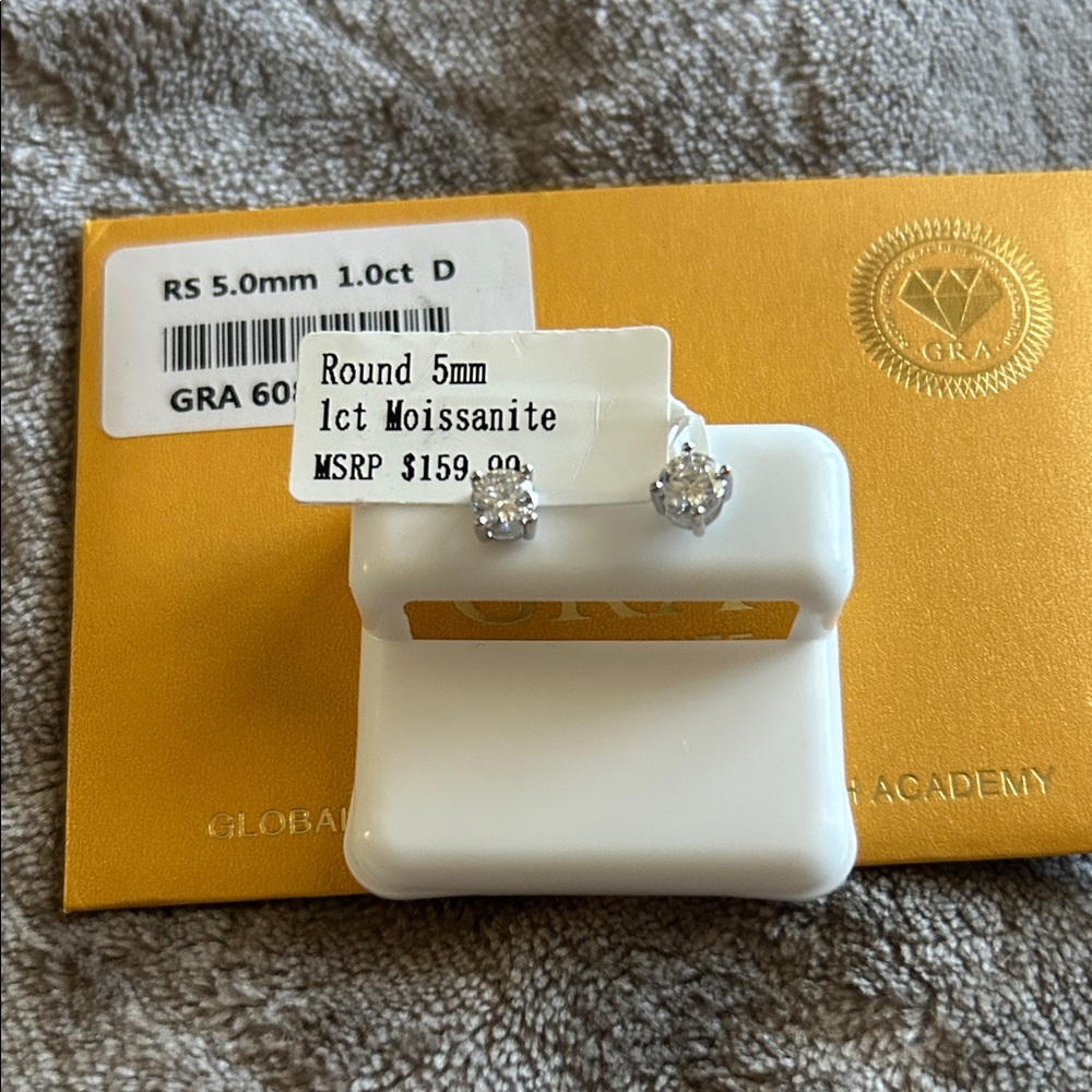 Moissanite Round Stud Earrings in Silver